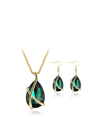 Alloy Imitation-gold Plated Simple style Gemstone Two Pieces Jewelry Set