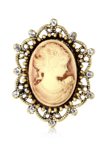 Alloy With Antique Copper Plated Vintage Beauty Head Brooches