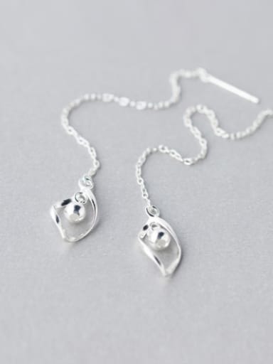 S925 silver personality diamond light bead tassel drop threader earring