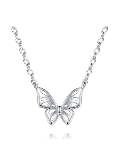 Simple Hollow Butterfly 925 Silver Necklace