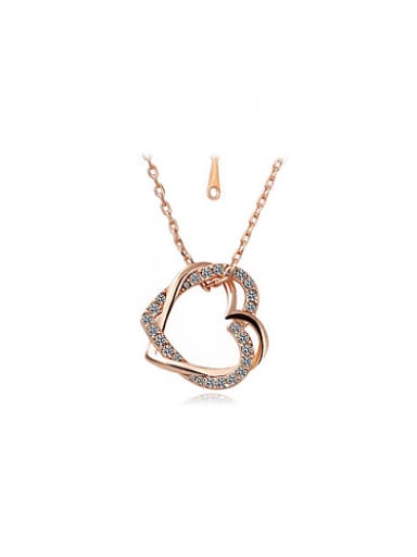 Elegant Rose Gold Plated Heart Shaped Crystal Necklace