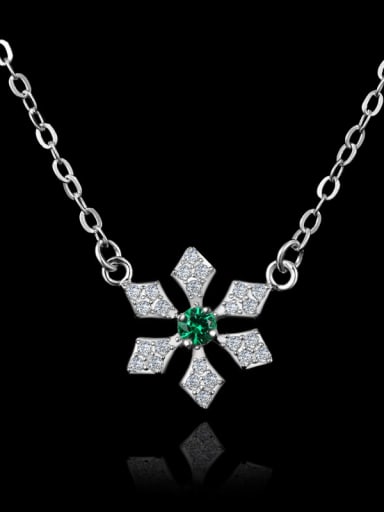 Fashion Shiny Zirconias-covered Snowflake 925 Sterling Silver Necklace