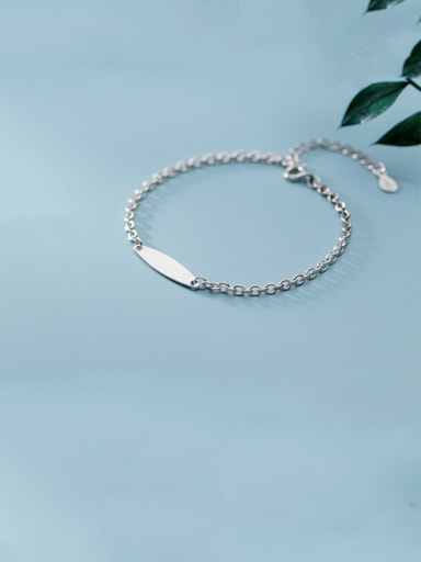 925 Sterling Silver With Platinum Plated Simplistic Oval Bracelets