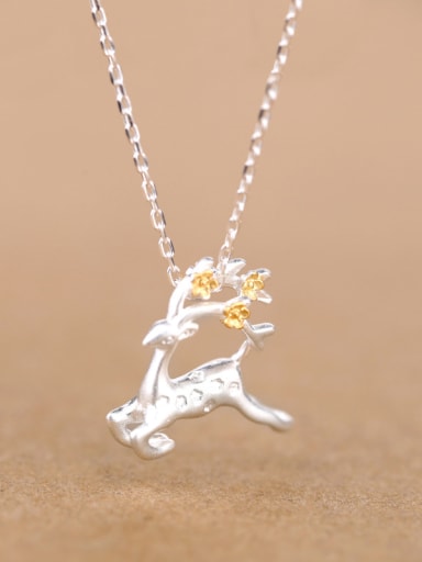 Personalized Running Deer Silver Necklace