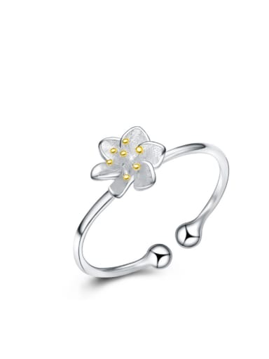 Two Color Plated Fresh Flower Opening Ring
