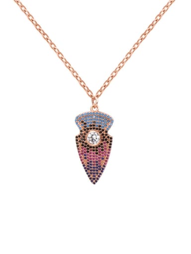 Colorful Geometric Shaped Copper Pendant Necklace