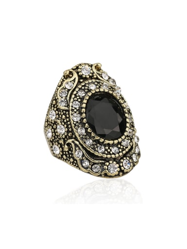 Retro style Resin stone White Crystals Alloy Ring