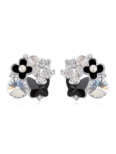 Fashion Shiny austrian Crystals Butterfly Flowers Alloy Stud Earrings