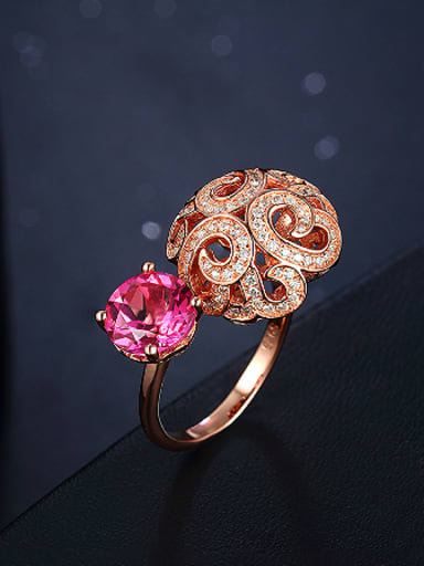 Classical Rose Gold Topaz Gemstone Cocktail Ring
