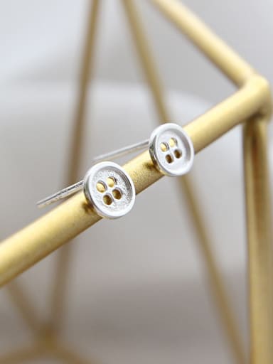 Sterling Silver geometric button studs earring