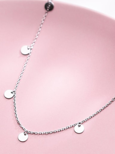 925 Sterling Silver With 18k White Gold Plated Trendy Round Necklaces