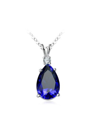 Charming Blue Water Drop Shaped Glass Necklace