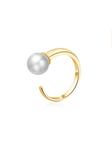 Open Design Gold Plated Artificial Pearl Ring