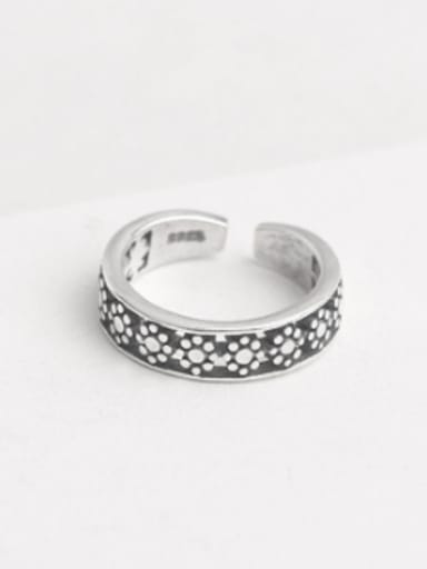 Retro Flowery Silver Opening Ring