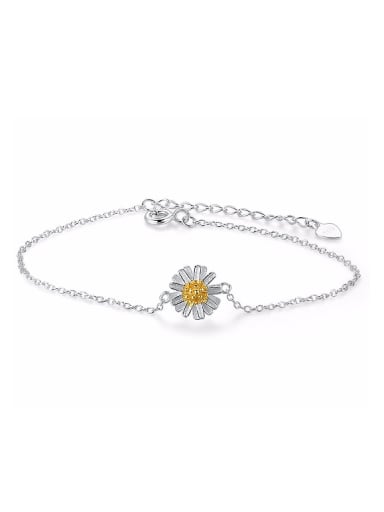 Elegant Daisy Flower Handmade 925 Sterling Silver Bracelet