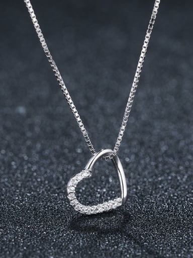 925 Sterling Silver With Platinum Plated Simplistic Heart Locket Necklace