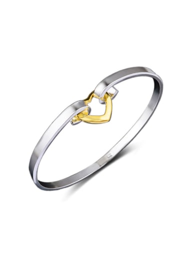 Fashion Gold Plated Hollow Heart Copper Bangle