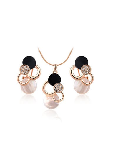 All-match Rose Gold Plated Cloud Shaped Austria Crystal Two Pieces Jewelry Set