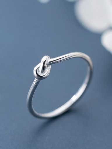925 Sterling Silver With Platinum Plated Simplistic Irregular Tie Free Size Tail Ring