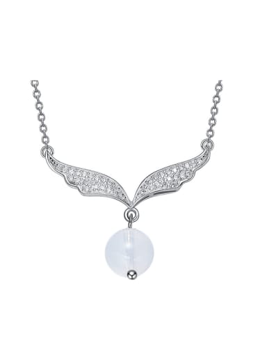 Fashion White Crystal Bead Zircon Silver Necklace