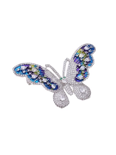 Fashion Cubic Zirconias Butterfly Platinum Plated Copper Brooch