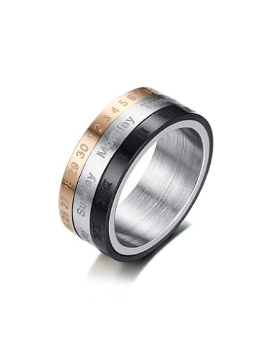 Turnable Three Color Design Titanium Ring