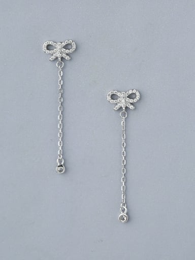 Fashion Tiny Bowknot  Cubic Zirconias 925 Silver Drop Earrings