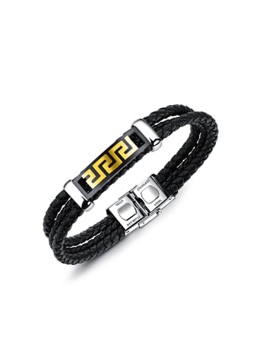 Fashion Three-band Artificial Leather Woven Bracelet