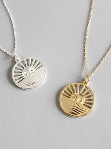Sterling silver personality versatile sun round necklace