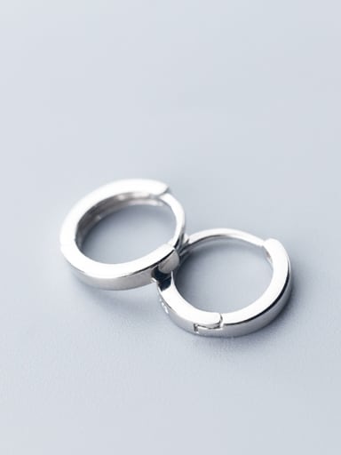 925 Sterling Silver With Silver Plated Simplistic Round Clip On Earrings