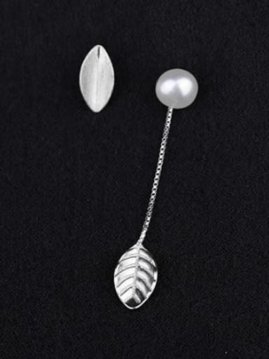 Asymmetrical Freshwater Pearl Leaves Earrings