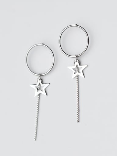 Women Temperament S925 Silver Star Shaped Drop Earrings