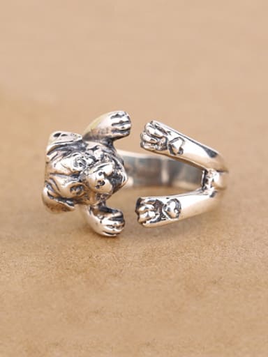 Personalized Puppy Silver Opening Statement Ring