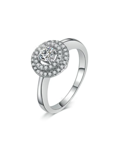 Round Simple Platinum Plated with Micro Pave Zircons