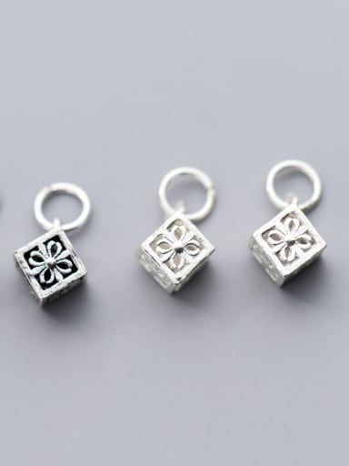 925 Sterling Silver With Silver Plated Classic Square Charms