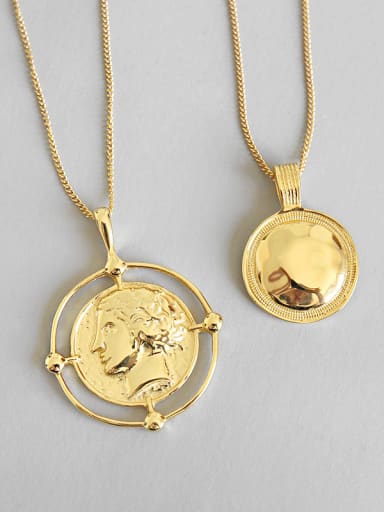 925 Sterling Silver With 18k Gold Plated Trendy Face Necklaces