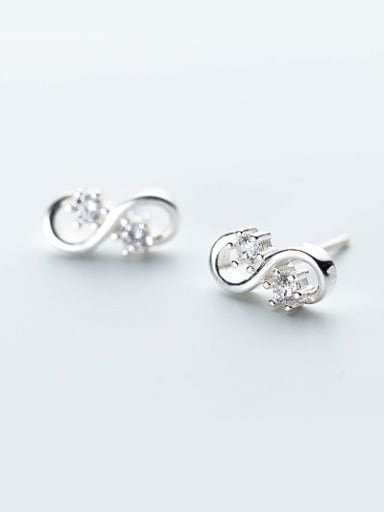 All-match Number Eight Shaped Zircon S925 Silver Stud Earrings