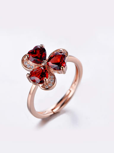 Rose Gold Plated Gemstones Flowery Ring