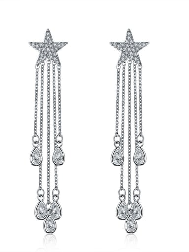 New five-pointed star luxury fringed AAA zircon earrings