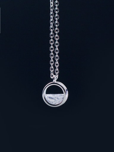 S925 silver Simple hollow Round drill necklace
