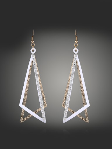 Fashion Hollow Triangle Rhinestones Double Color Alloy Acrylic Earrings