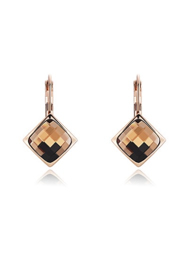 Champagne Square Shaped Austria Crystal Drop Earrings