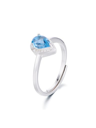 Simple Sapphire Gemstone Water Drop Engagement Ring