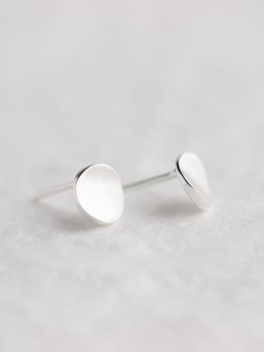 Unisex Round Shaped Brushed S925 Silver Stud Earrings