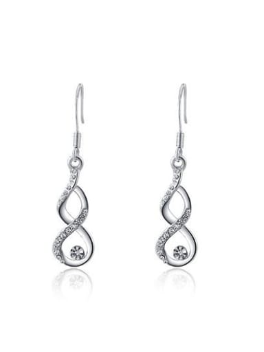 Delicate Number Eight Shaped Austria Crystal Drop Earrings