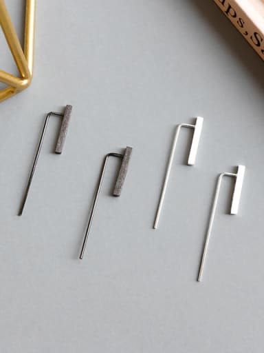 Sterling silver  minimal brush  geometry earrings