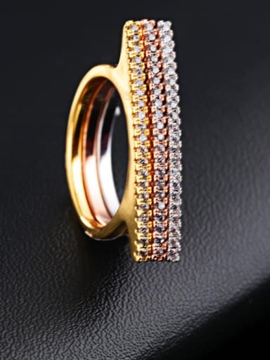 Stainless Steel With Gold Plated Classic Tricolor gold Band Rings