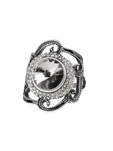 Retro style Grey Glass Stone Crystals Alloy Ring