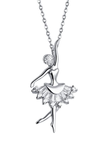925 Sterling Silver With Cubic Zirconia Cute Angel Necklaces
