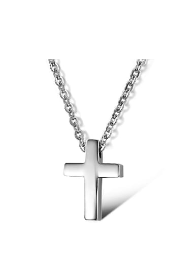 Simple Cross Titanium Smooth Necklace